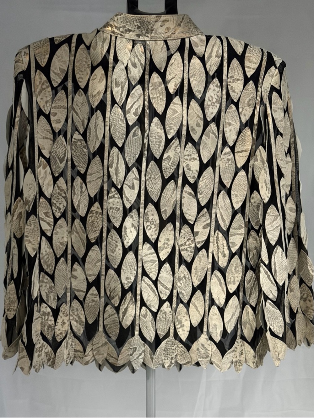 Natto Rare Gold Metallic Black Mesh Braided Leather Sheer Lightweight Jacket - Picture 3 of 9